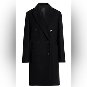 Theory Women's Elegant Black Boxy Coat, L